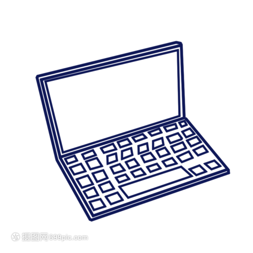 简笔画中的笔记本电脑 计算机的艺术表现